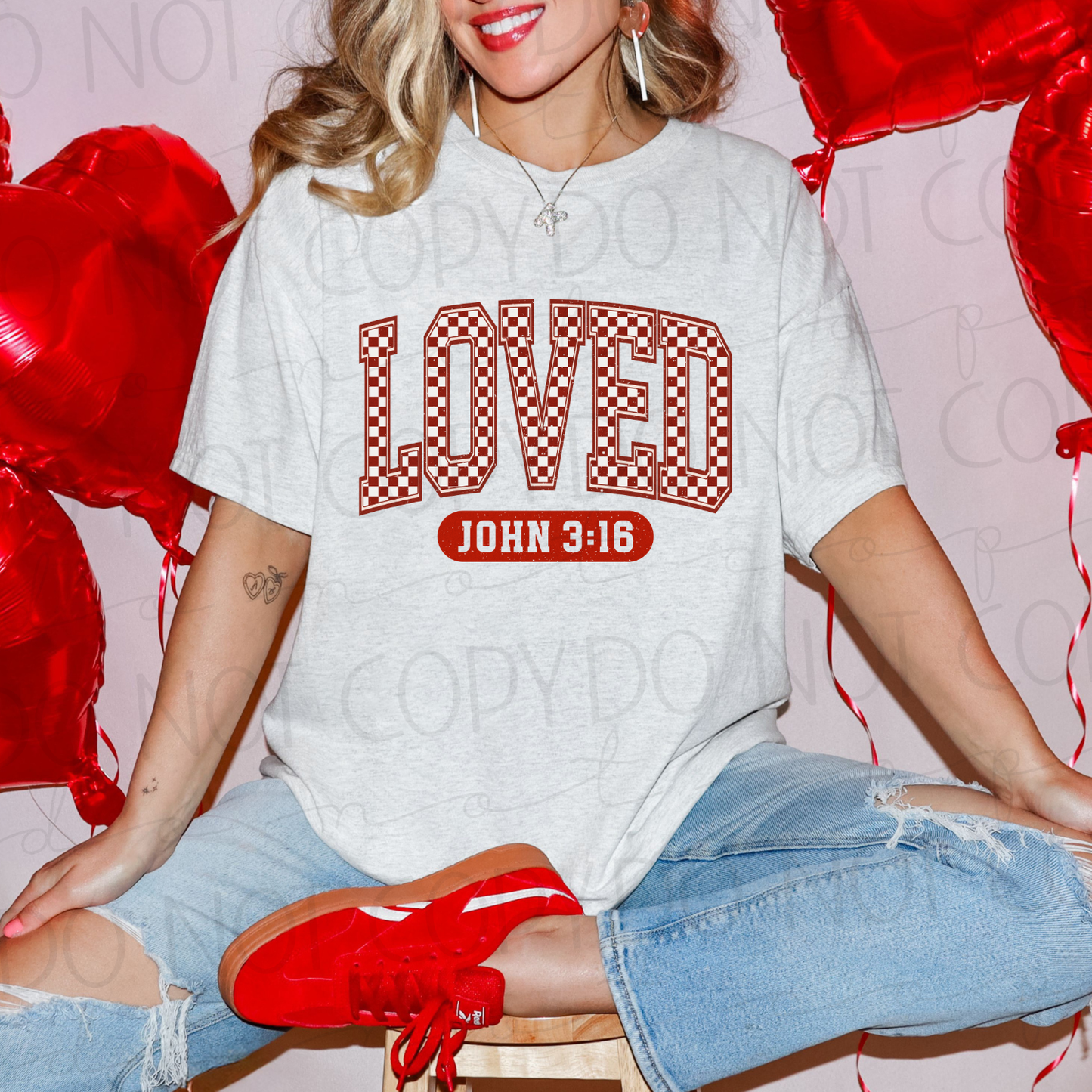Red Loved John 3:16 - 9 Color Direct-To-Film Transfer