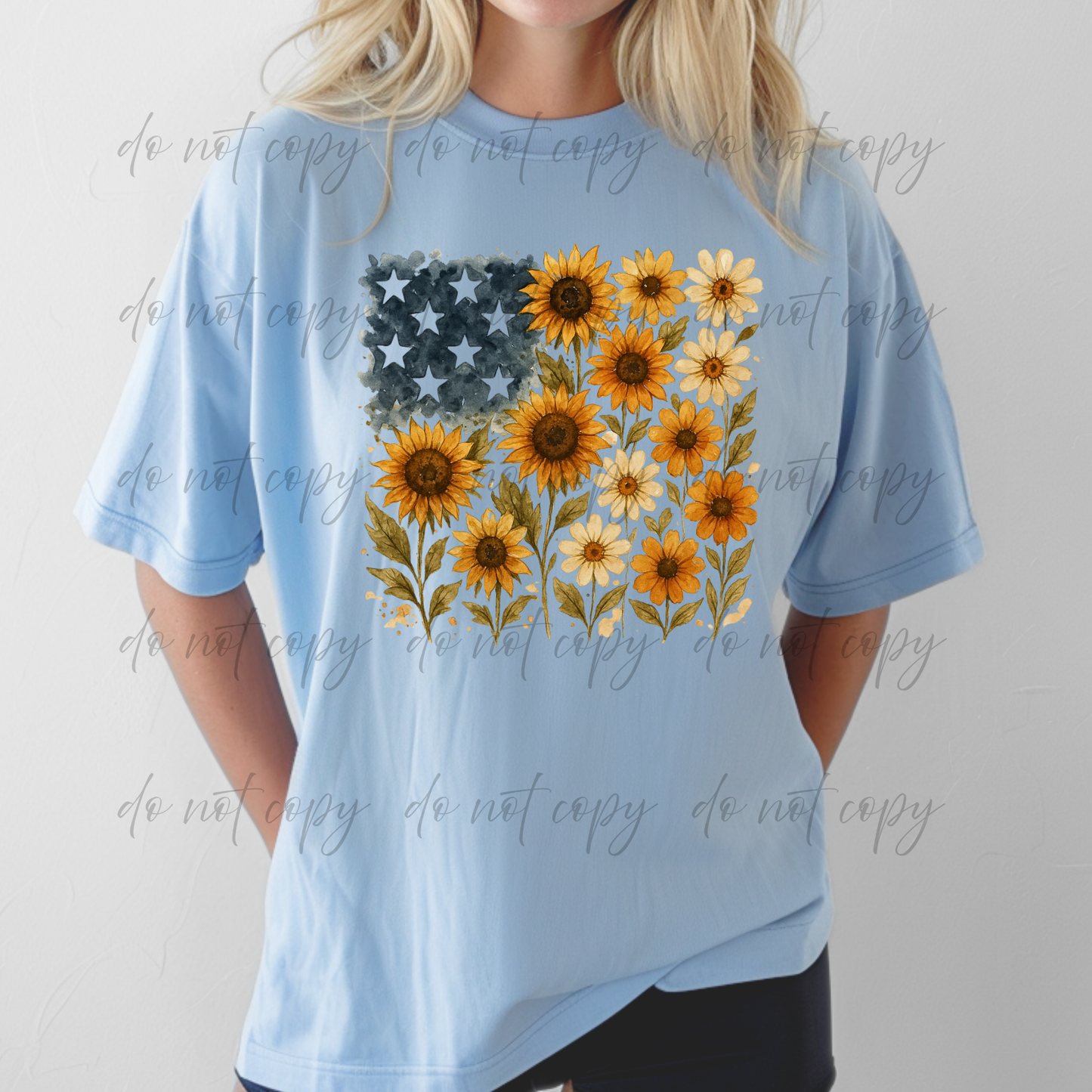 Sunflowers and Stars - 9 Color Direct-To-Film Transfer