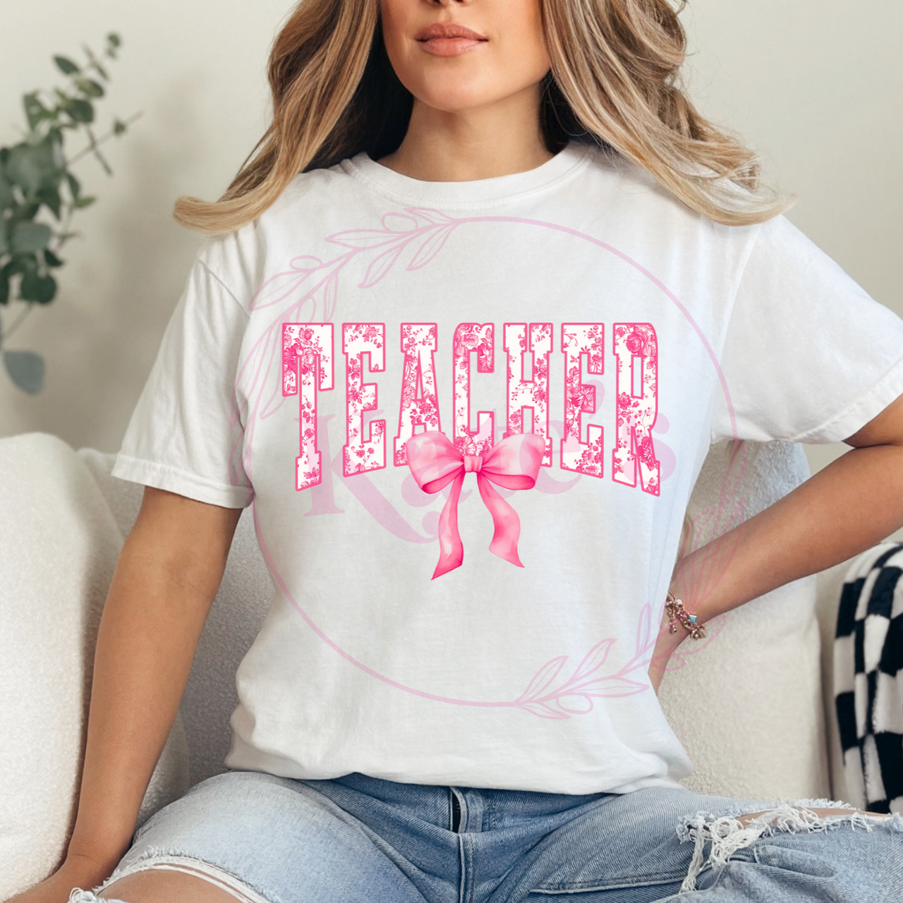 Coquette Pink Teacher T-Shirt