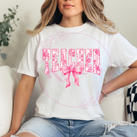 Coquette Pink Teacher T-Shirt