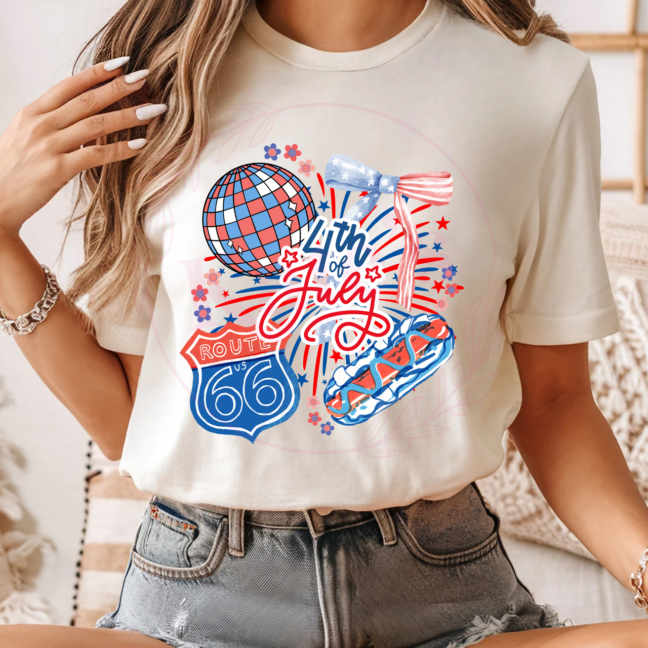 4th Of July Route 66 Collage T-Shirt