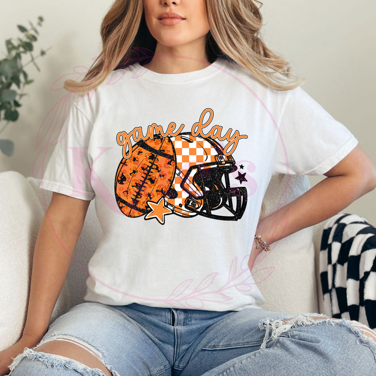 Orange Game Day Football & Helmet Shirt