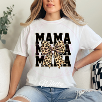 Cheetah Mama Bow Comfort Colors T-Shirt