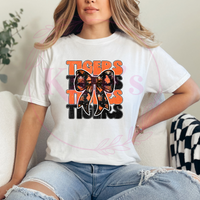 Tigers Stacked w/ Bow School Spirit Shirt