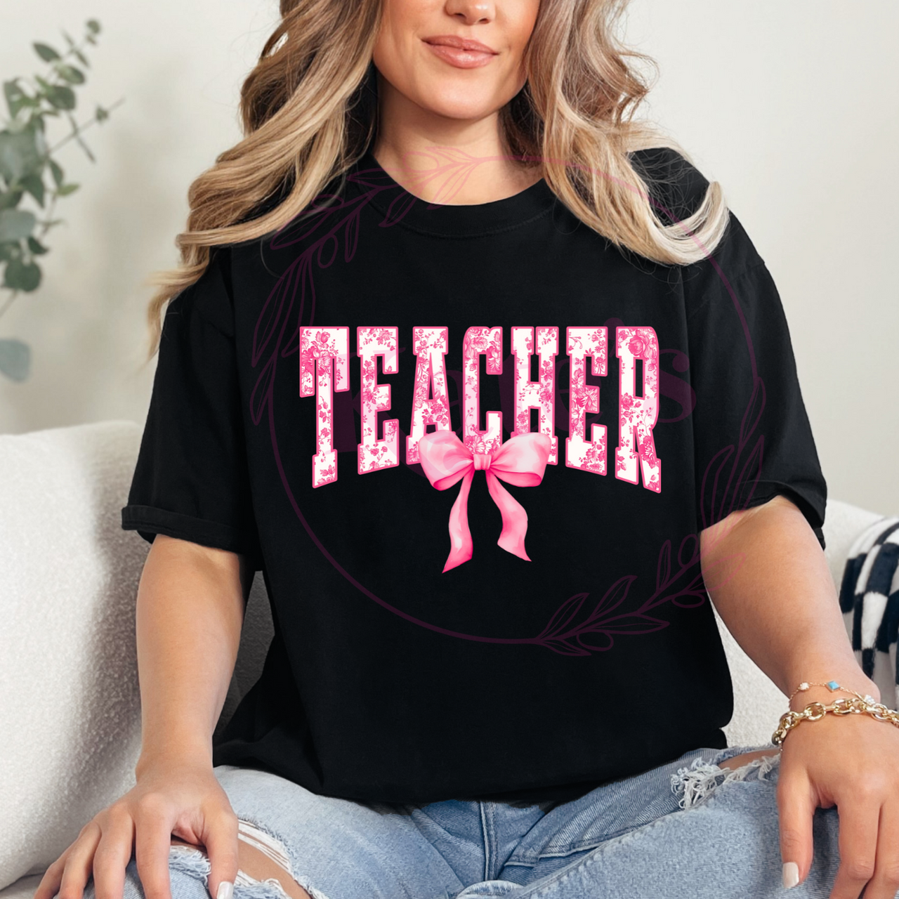 Coquette Pink Teacher T-Shirt
