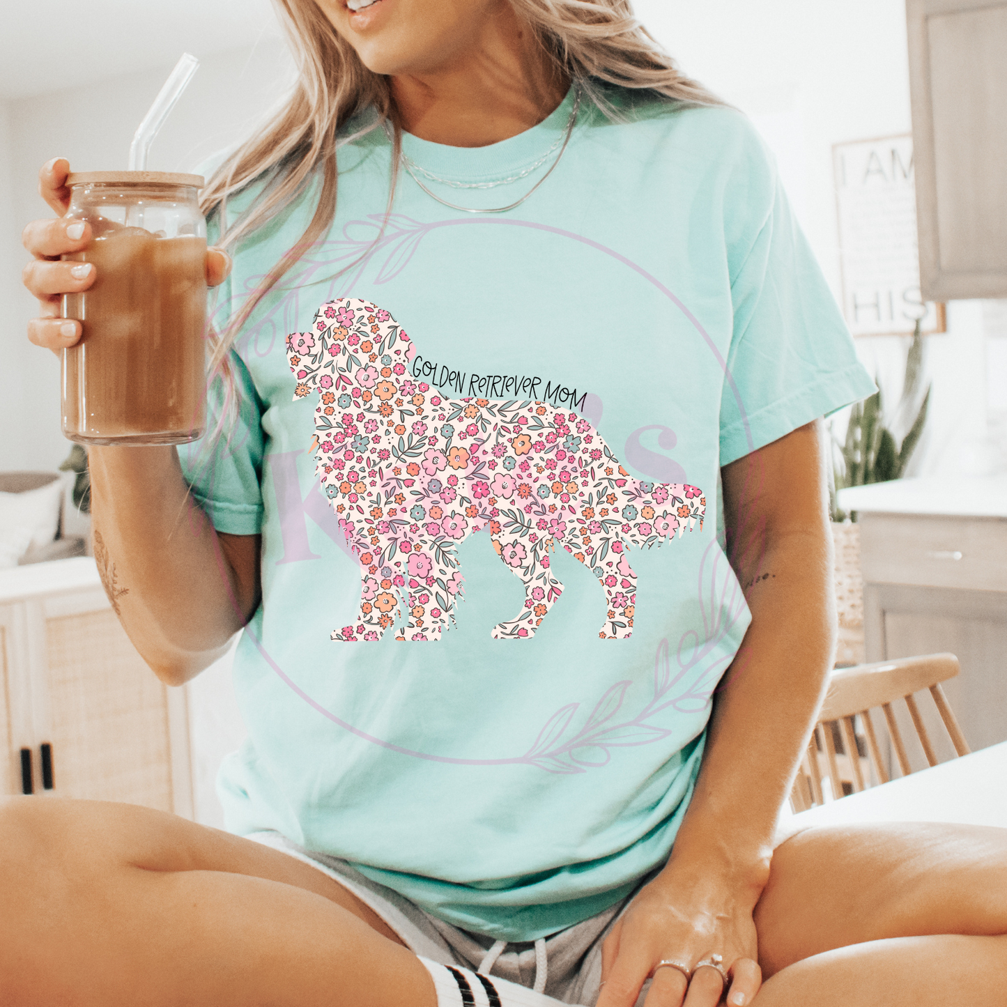 Golden Retriever Mom Floral Comfort Colors T-Shirt