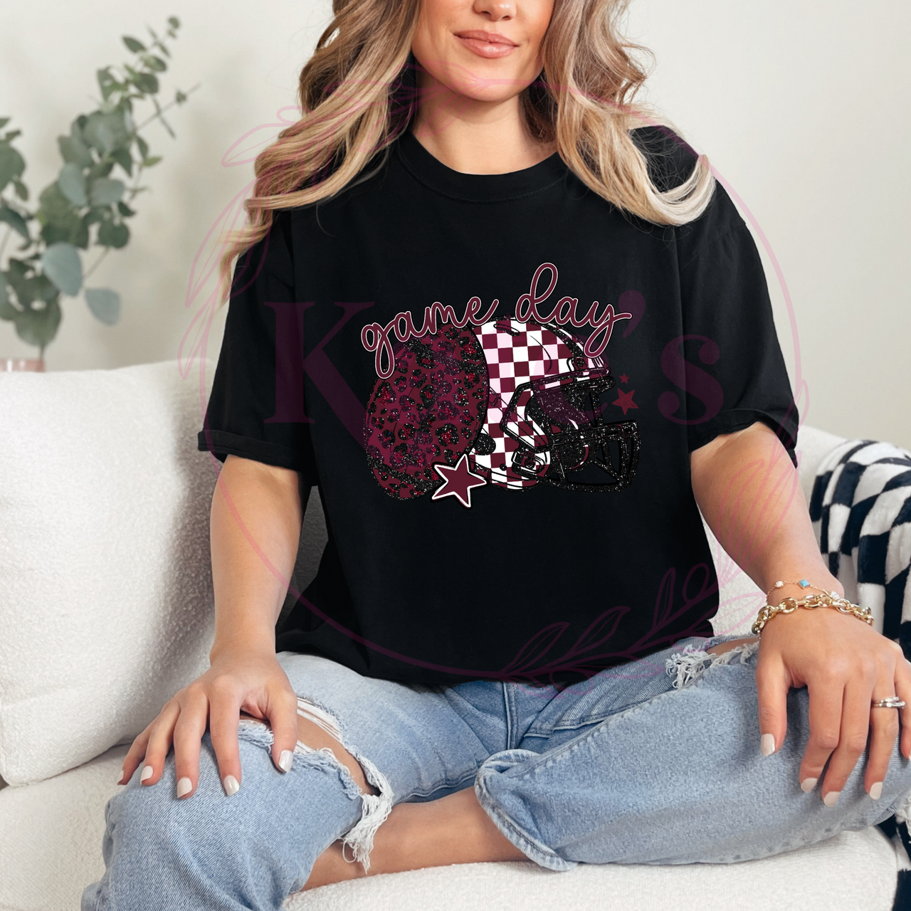 Maroon Game Day Football & Helmet Shirt