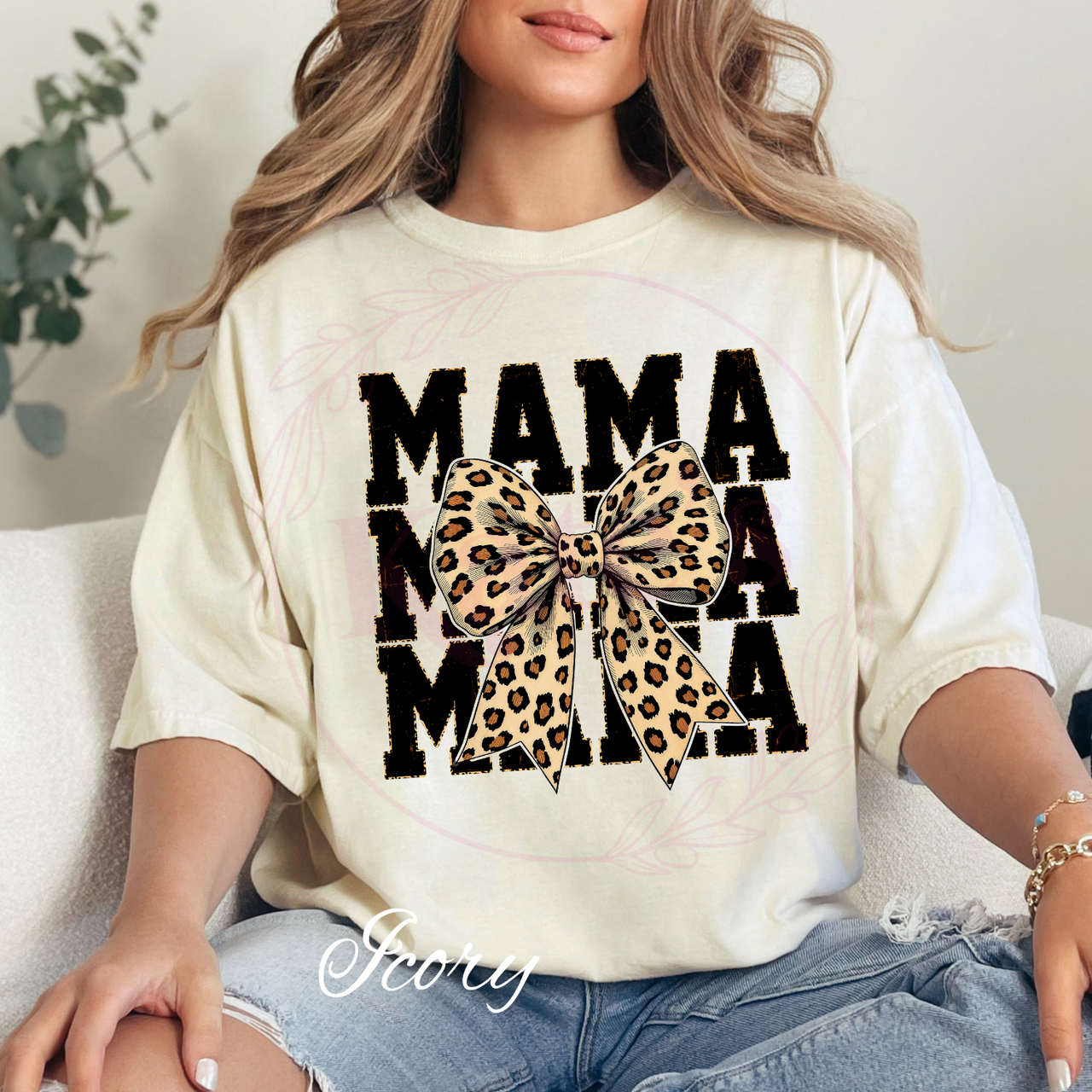 Cheetah Mama Bow Comfort Colors T-Shirt