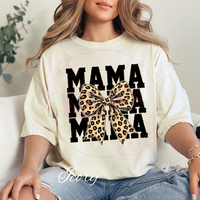 Cheetah Mama Bow Comfort Colors T-Shirt