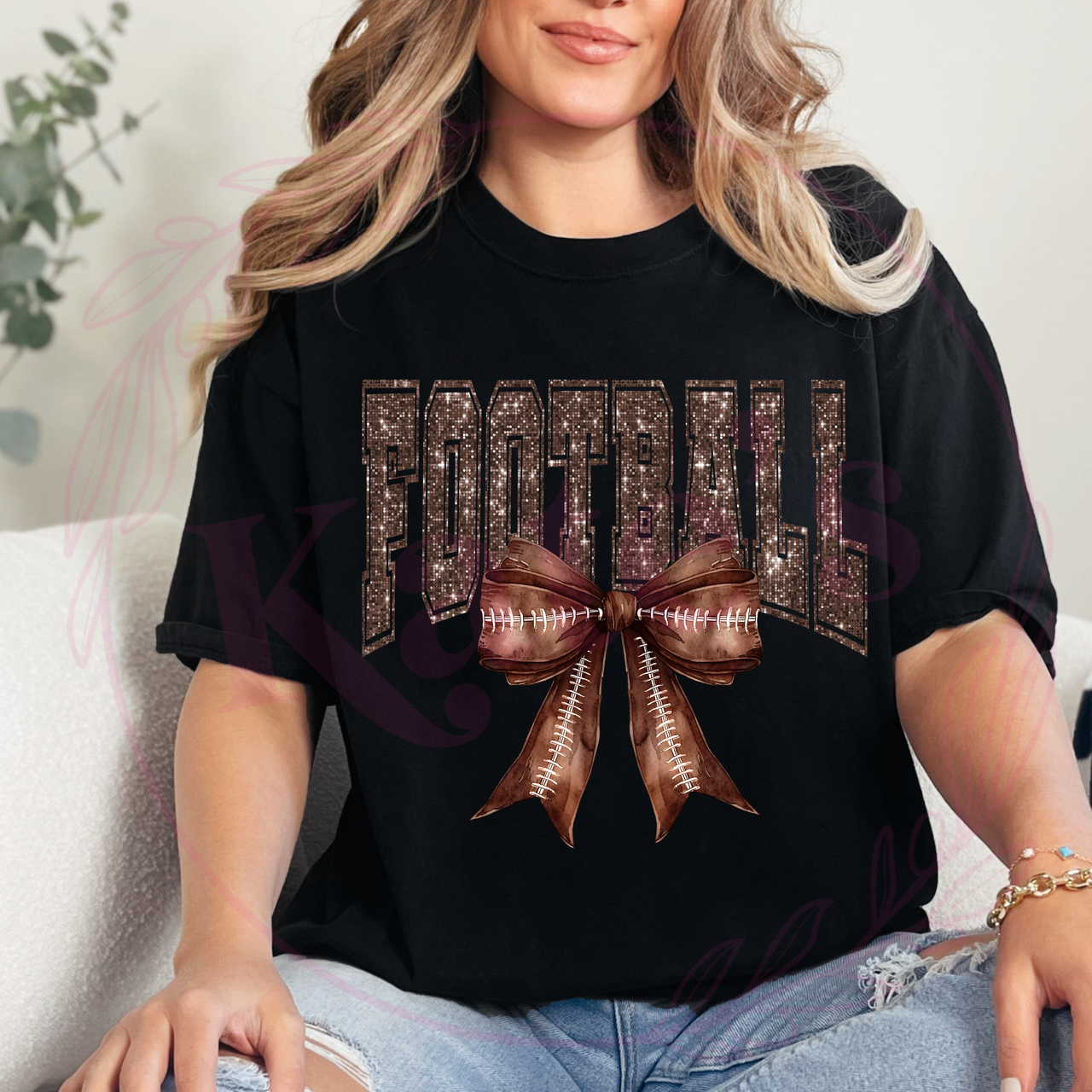 Faux Sequin Football T-Shirt