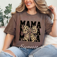 Cheetah Mama Bow Comfort Colors T-Shirt