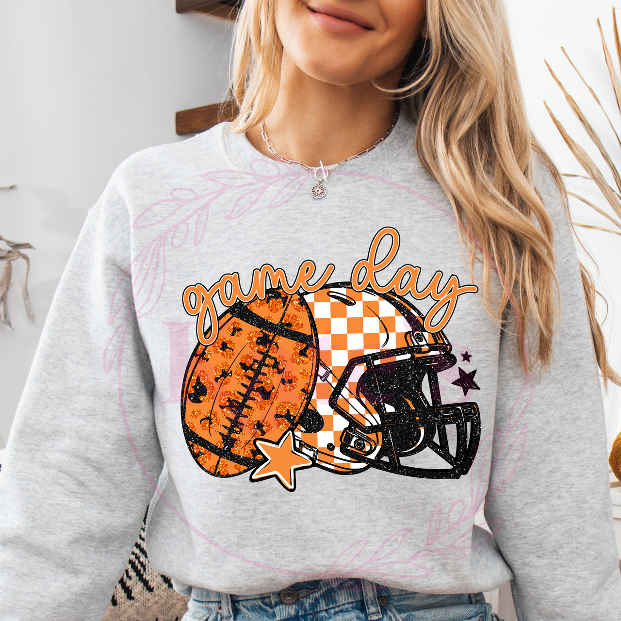 Orange Game Day Football & Helmet Shirt