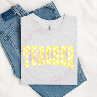 Yellow Checkered Teacher T-Shirt