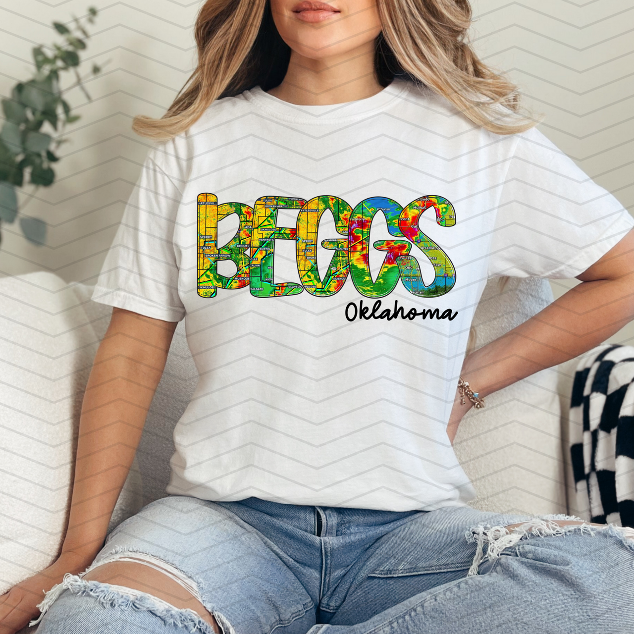 Beggs Oklahoma Radar Map Comfort Colors T-Shirt