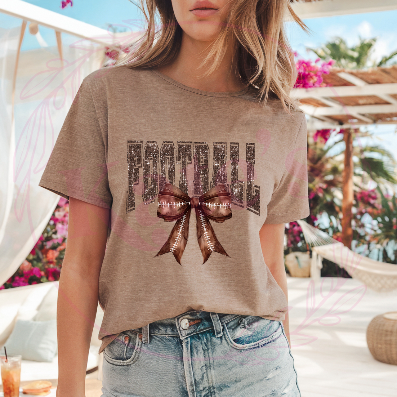 Faux Sequin Football T-Shirt