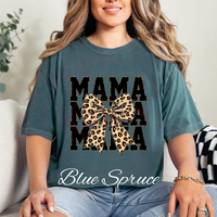 Cheetah Mama Bow Comfort Colors T-Shirt