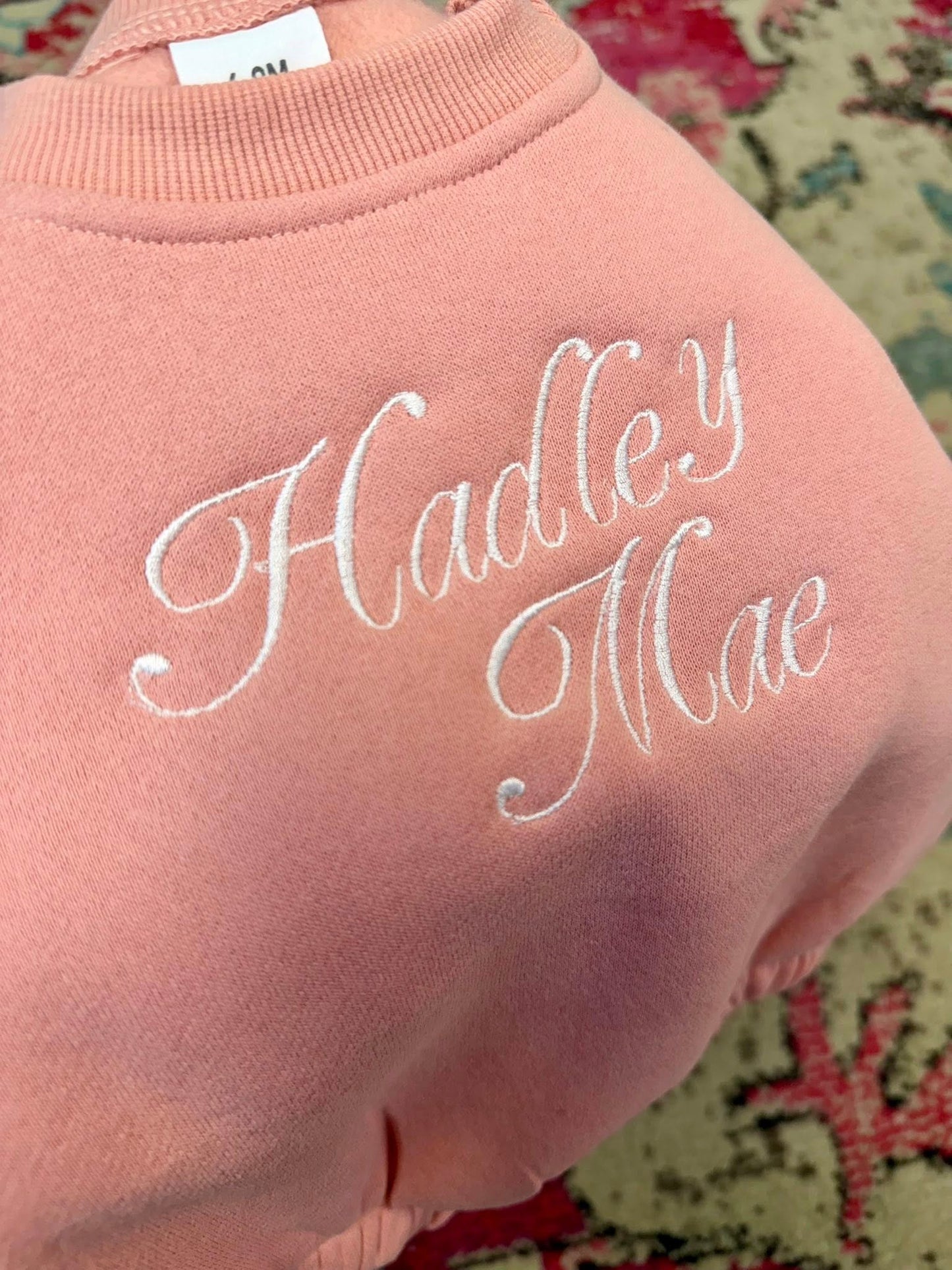 Script Embroidered Sweatshirt Bubble