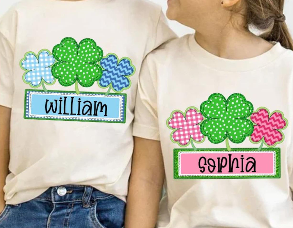 Kids Custom Shamrock Name TShirt