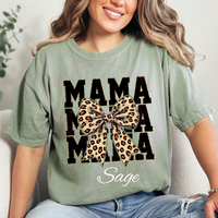 Cheetah Mama Bow Comfort Colors T-Shirt