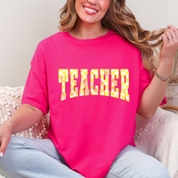 Yellow Checkered Teacher T-Shirt