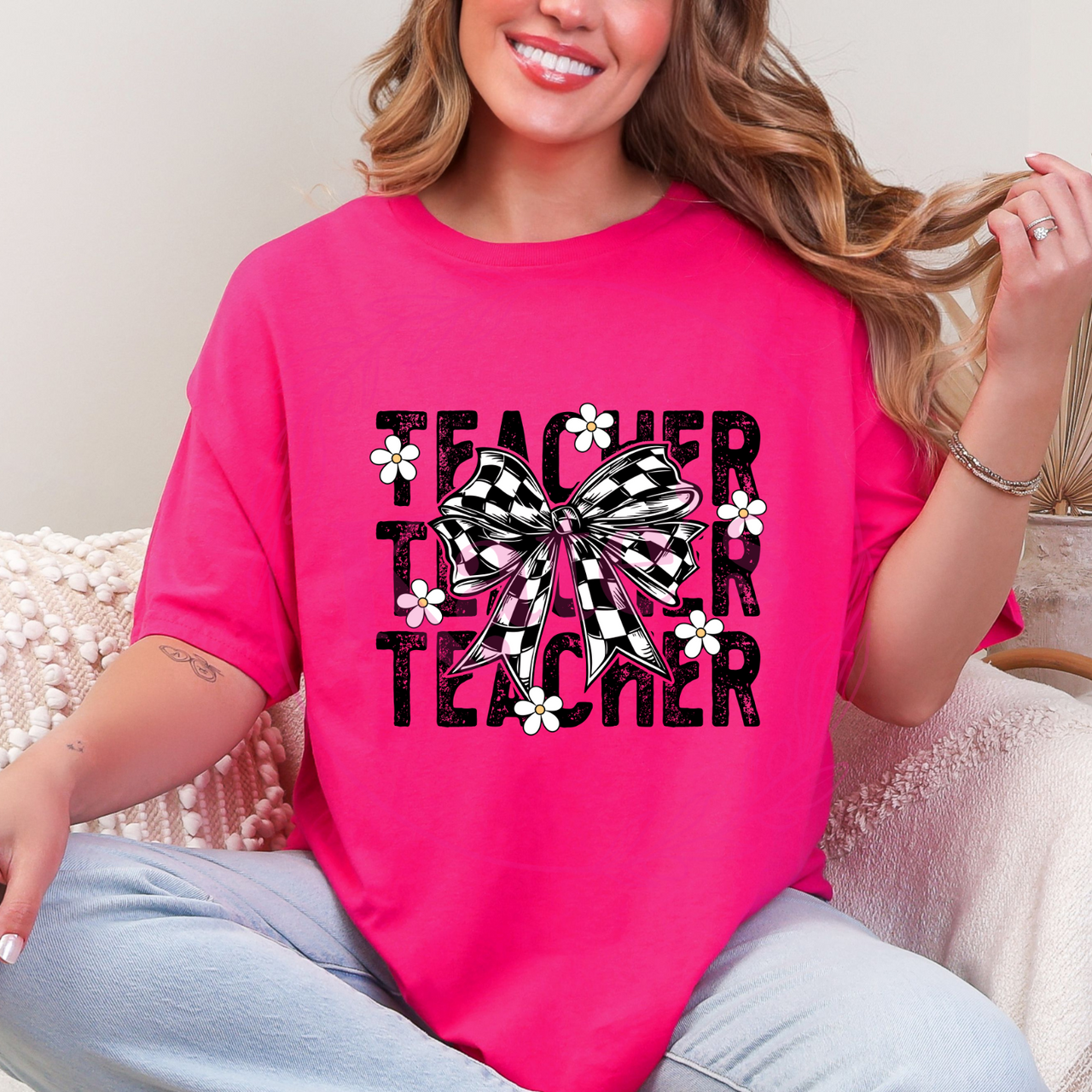 Checkered Teacher T-Shirt