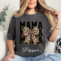 Cheetah Mama Bow Comfort Colors T-Shirt