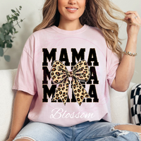Cheetah Mama Bow Comfort Colors T-Shirt