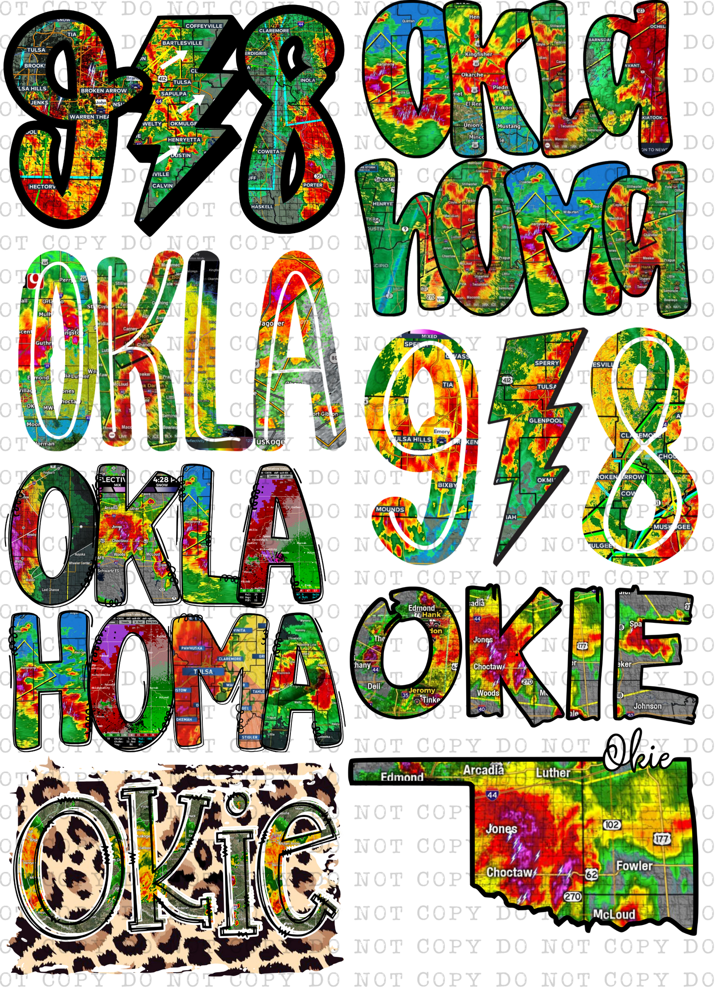 22"x30" Oklahoma 918 Weather Premade Direct-To-Film Gang Sheet