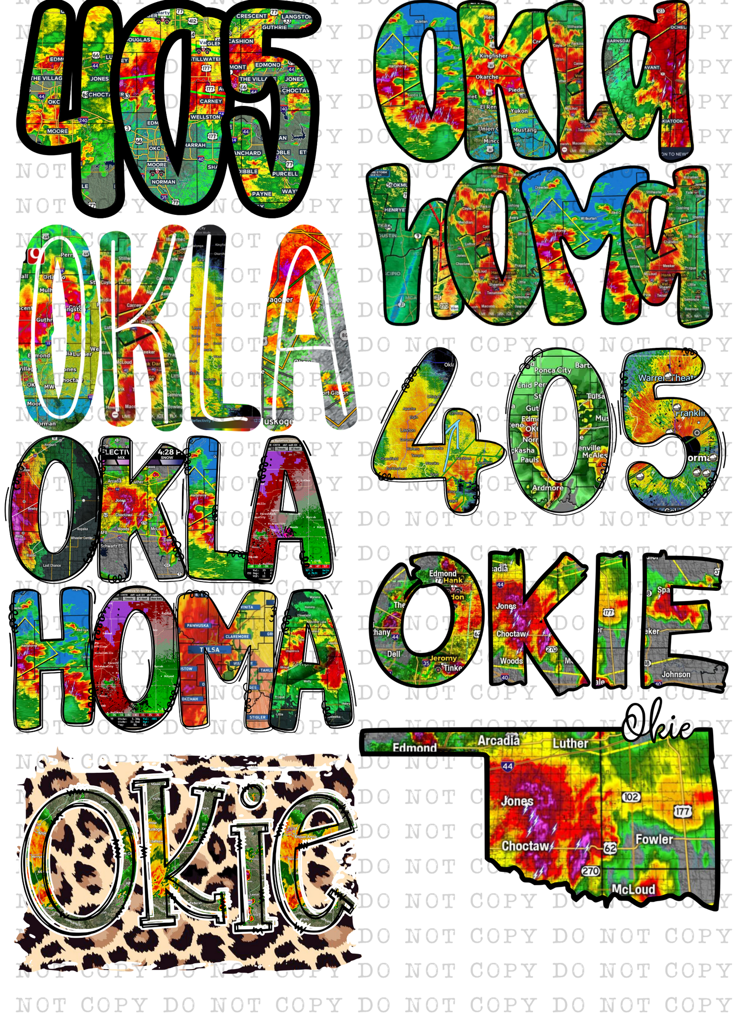 22"x30" Oklahoma 405 Weather Premade Direct-To-Film Gang Sheet