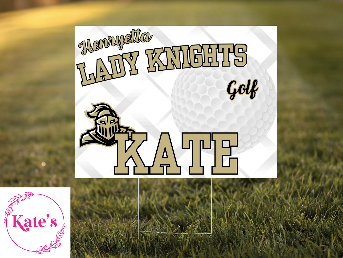 Henryetta Lady Knights Golf Yard Sign