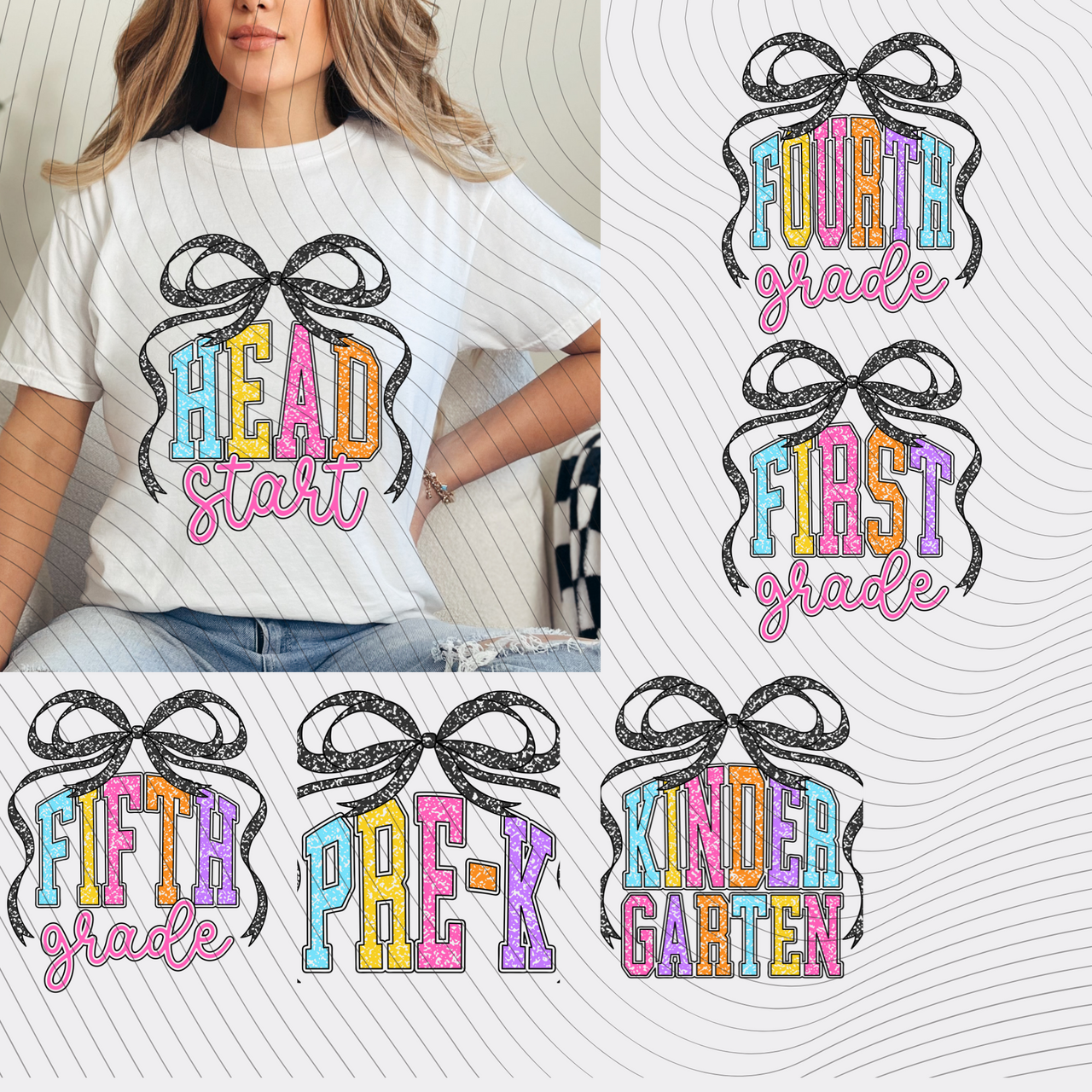 Faux Glitter Bow Grade Level T-Shirt *Back to School Sale*