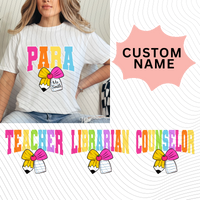 Custom Coquette Pencil Bow Occupation T-Shirt *Back to School Sale*