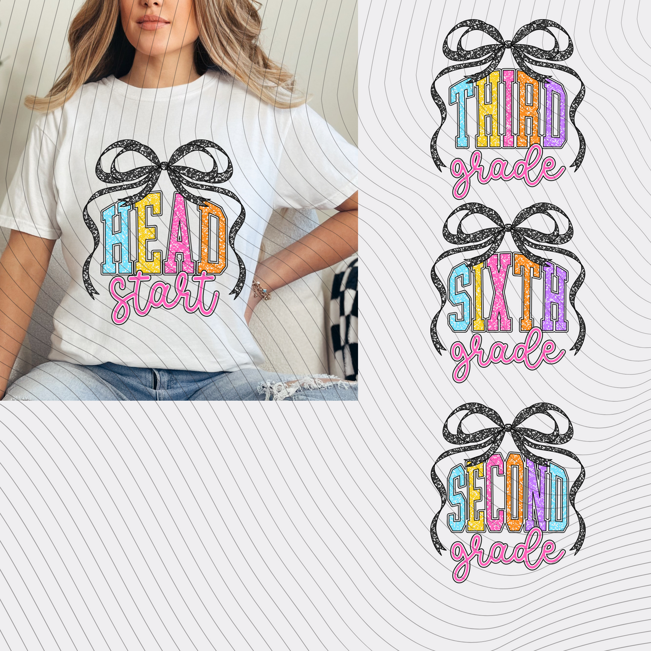 Faux Glitter Bow Grade Level T-Shirt *Back to School Sale*