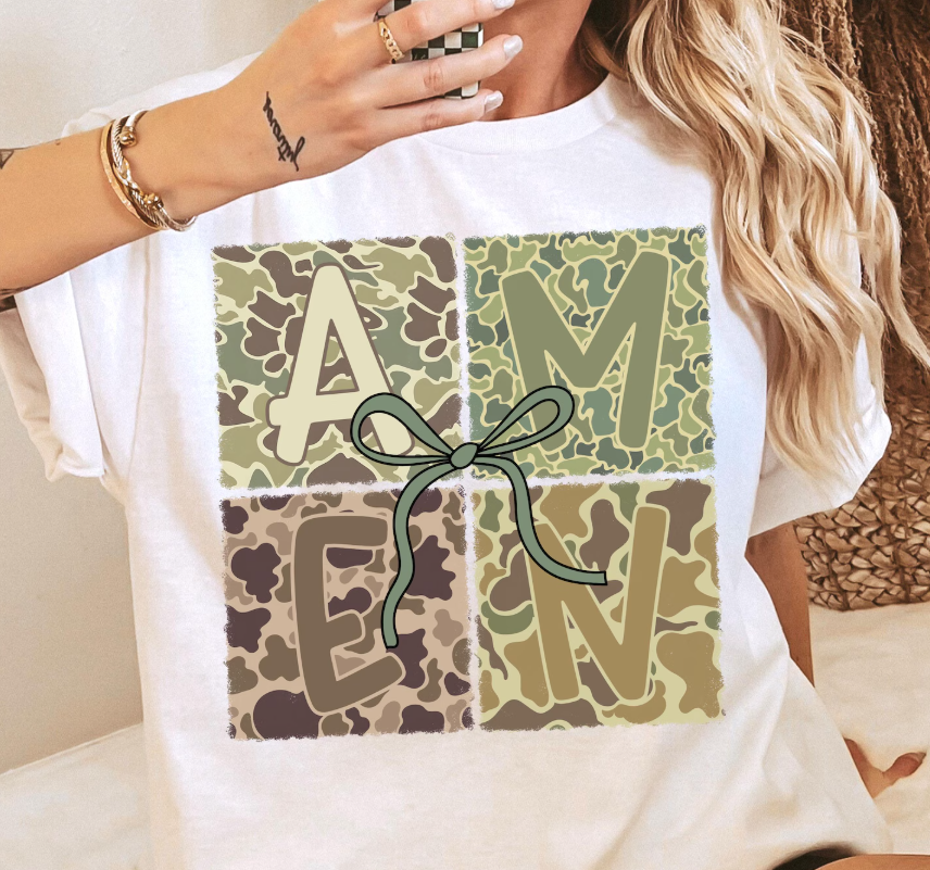 Camo Amen Coquette Shirt