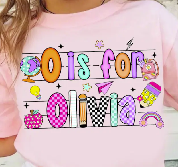 Preppy Girls Custom Name T-Shirt *Back to School Sale*
