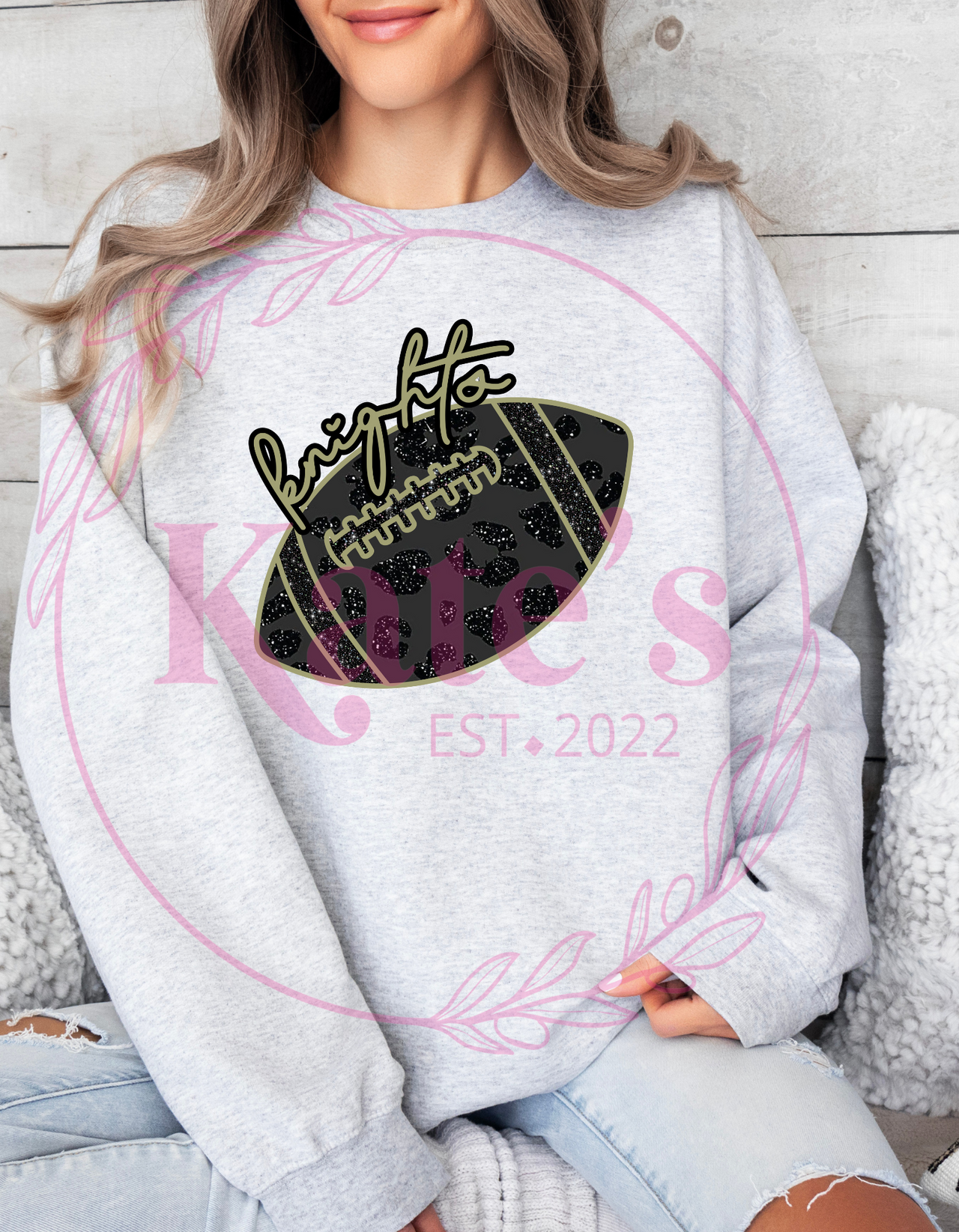 Knights Football Faux Glitter Cheetah Shirt