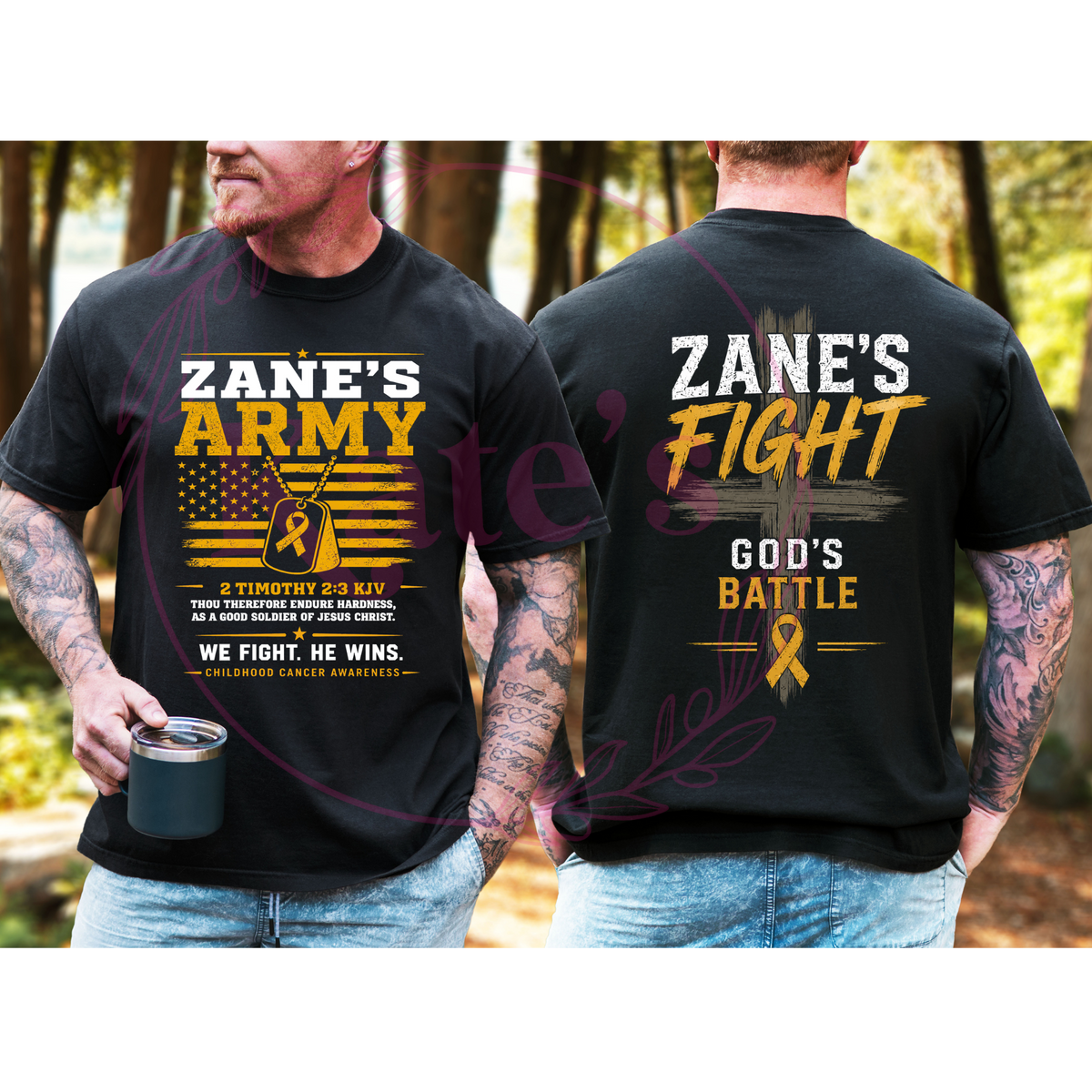 Zane's Fight Fundraiser design on a t-shirt