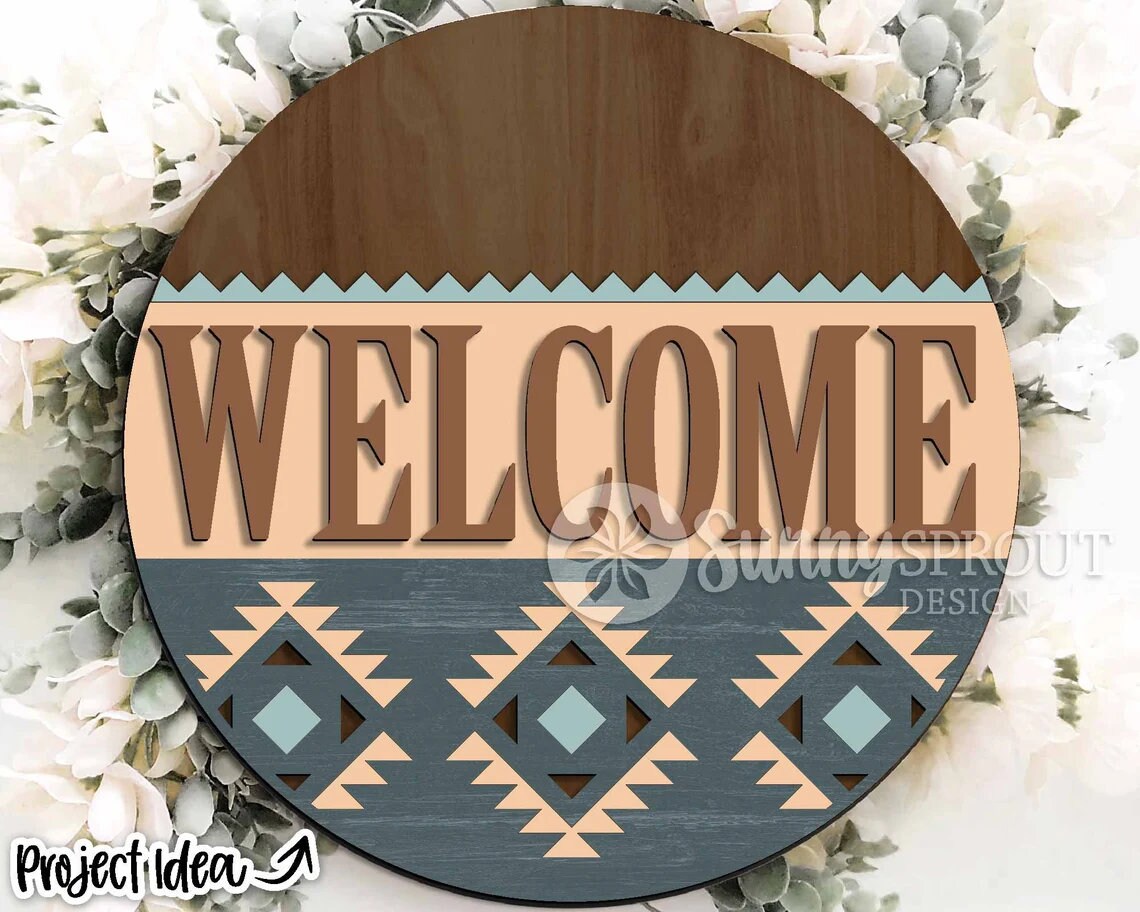 Welcome Southwest Pattern Wood Door Hanger DiY