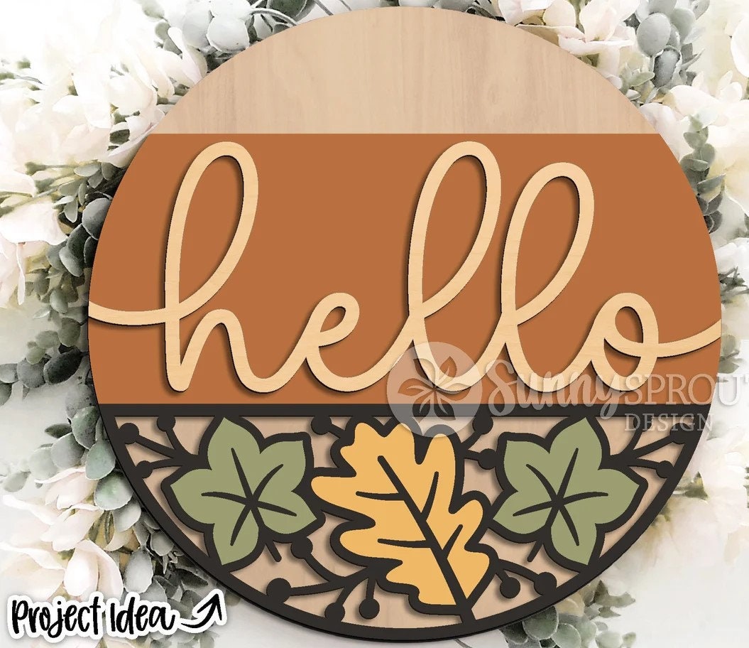 Leaf Pattern Hello Door Hanger DiY