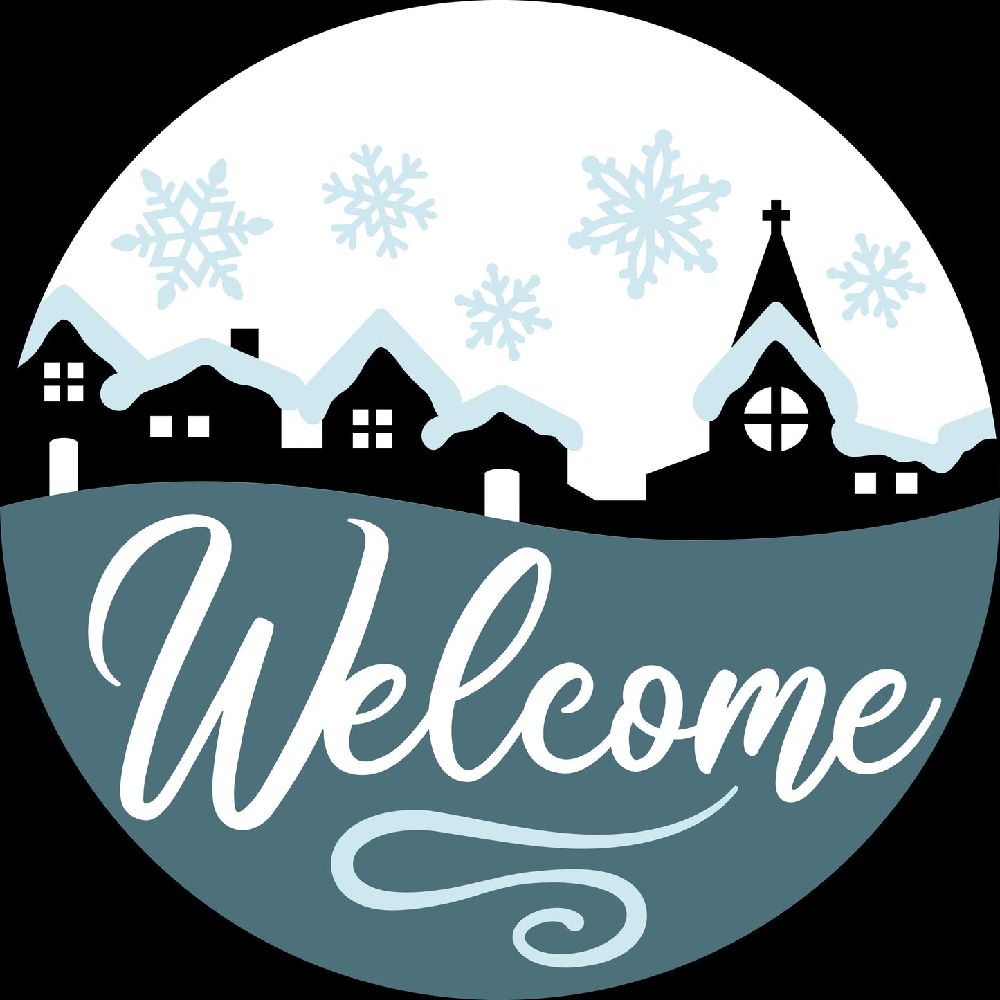 Welcome Snowy Village Door Hanger DiY