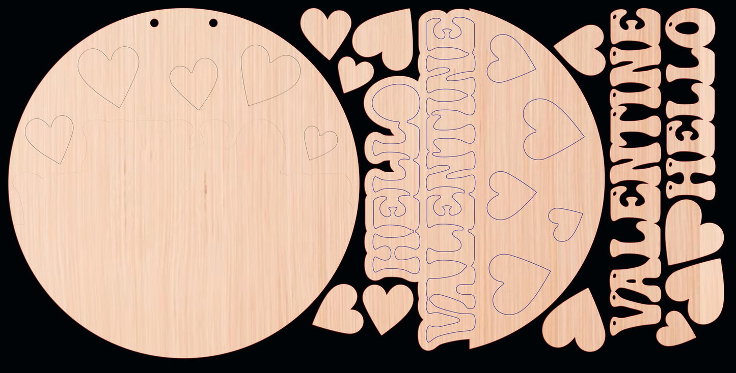 Hello Valentine Retro Hearts Door Hanger DiY