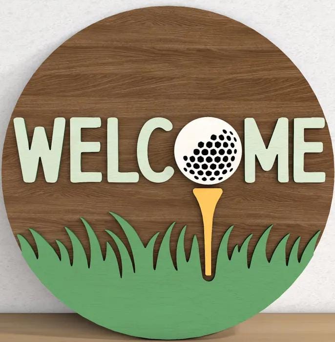 Sports Welcome Golf Wood Door Hanger DiY