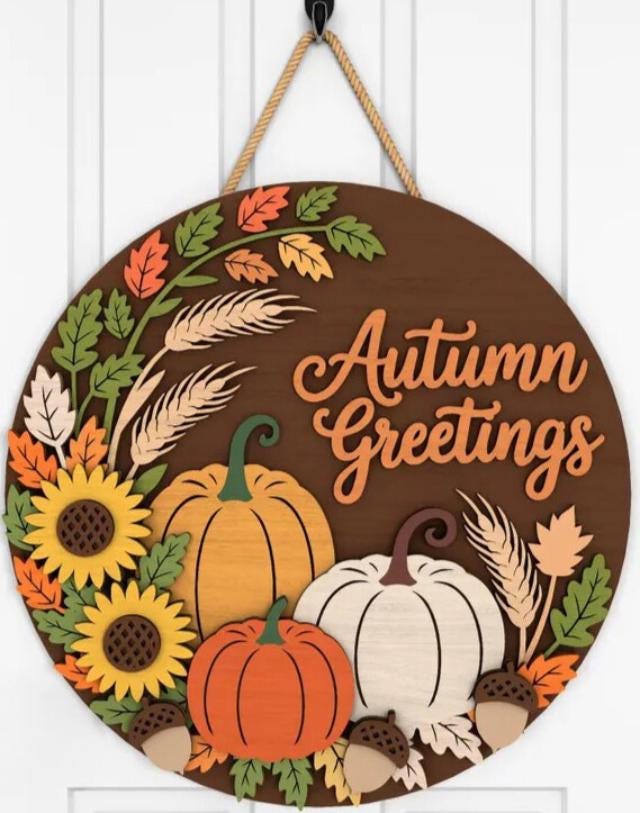 Fall- Autumn Greetings Wood Door Hanger DiY