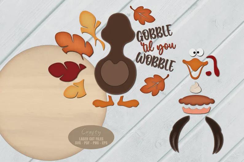 Fall- Turkey Gobble 'Til You Wobble Door Hanger DiY