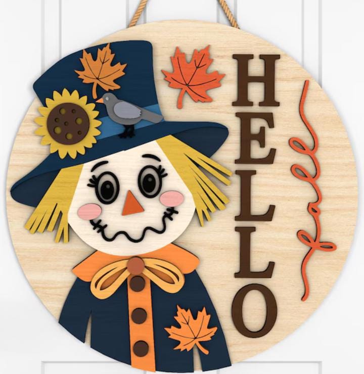 Fall- Scarecrow Hello Fall Door Hanger DiY