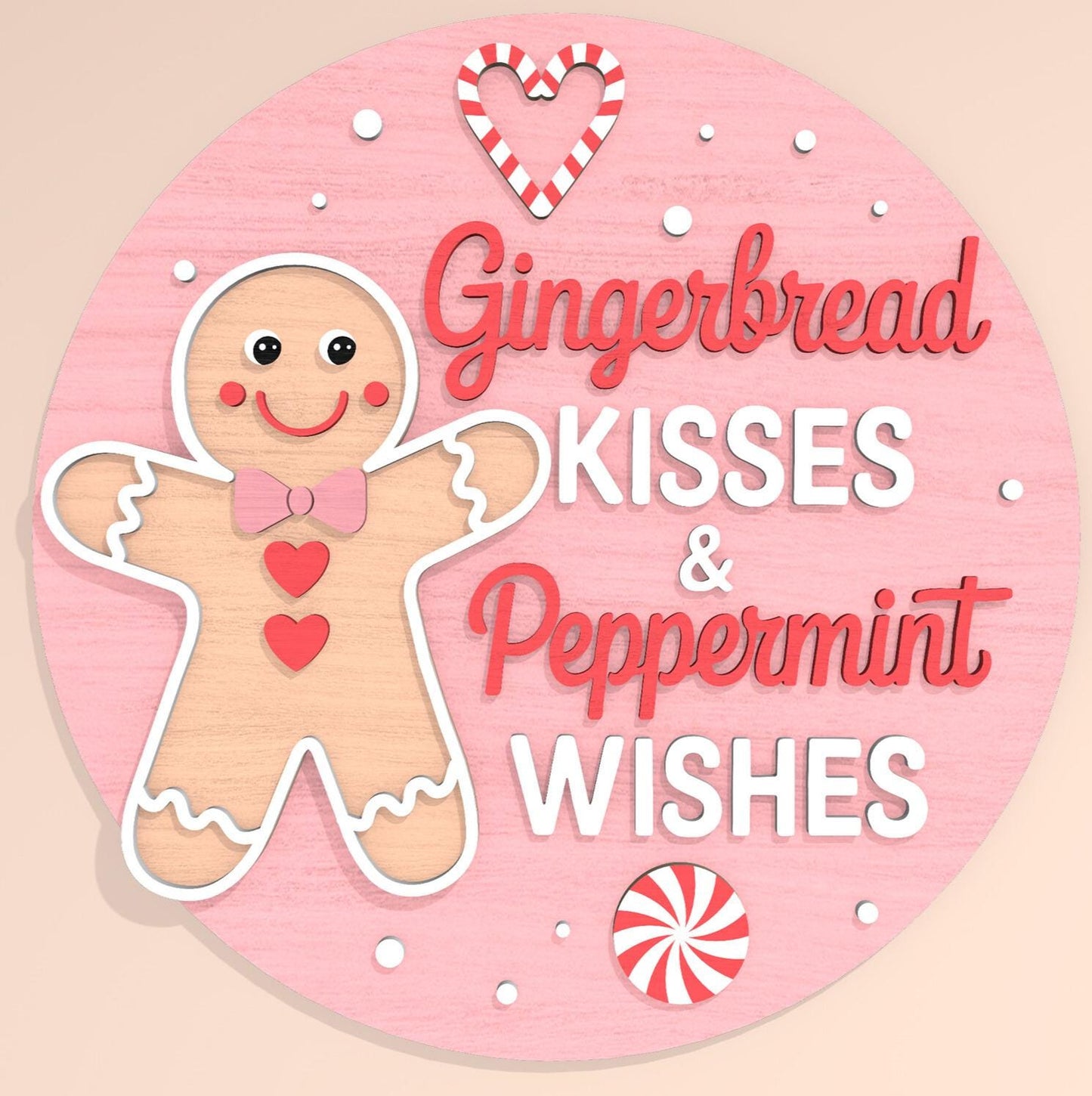 Christmas- Gingerbread Kisses Peppermint Wishes Door Hanger DiY