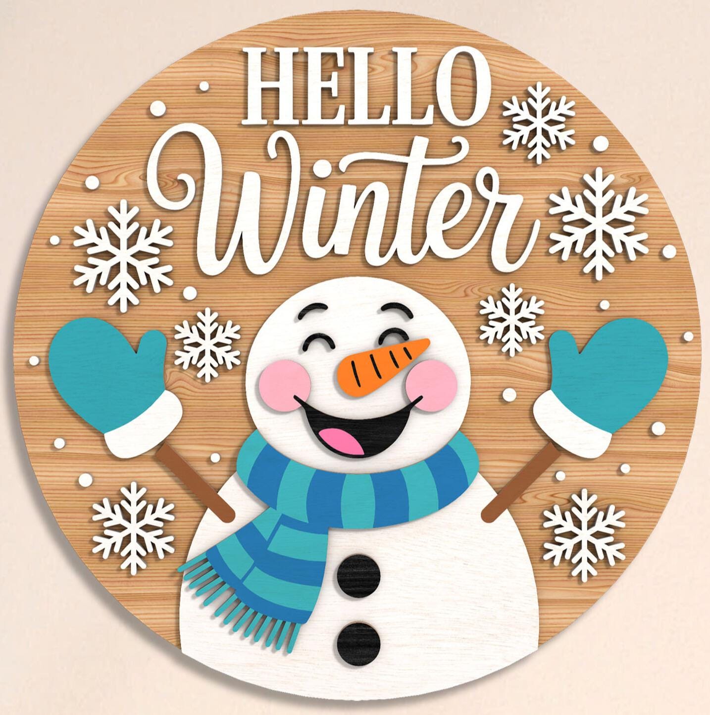 Christmas- Hello Winter Happy Snowman Door Hanger DiY