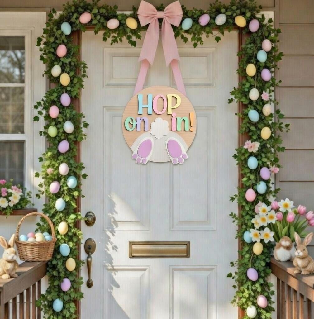 Hop On It Bunny Tail Easter Door Hanger DiY