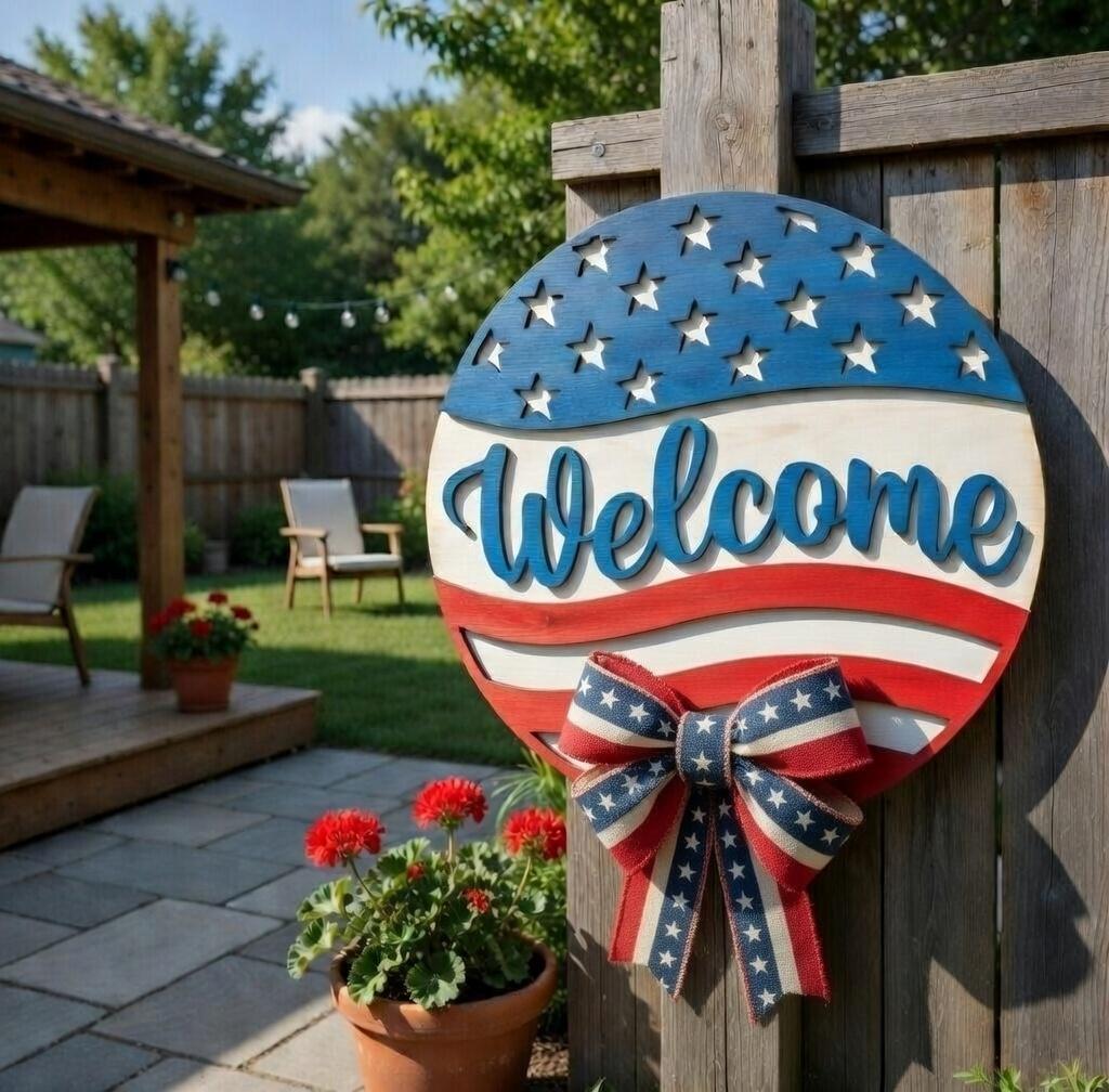 American Flag Welcome Style 2 Door Hanger DiY