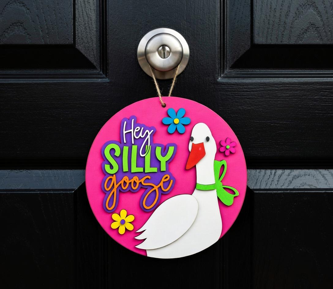 Hey Silly Goose with Flowers Door Hanger DIY